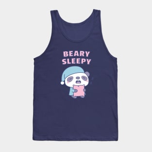 Cute Yawning Panda Beary Sleepy Pun Tank Top